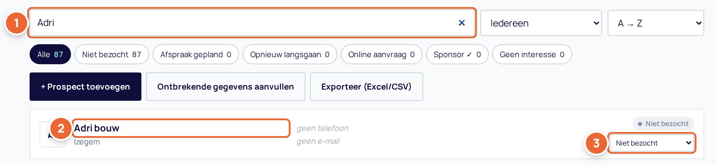 De lijst met bedrijven
